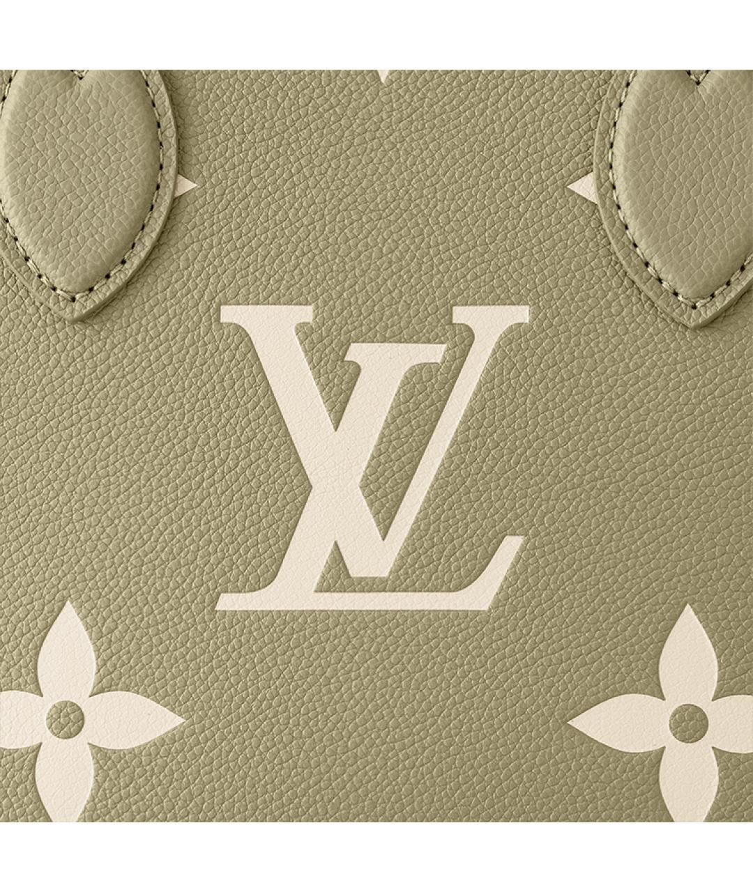 LOUIS VUITTON Хаки кожаная сумка тоут, фото 5
