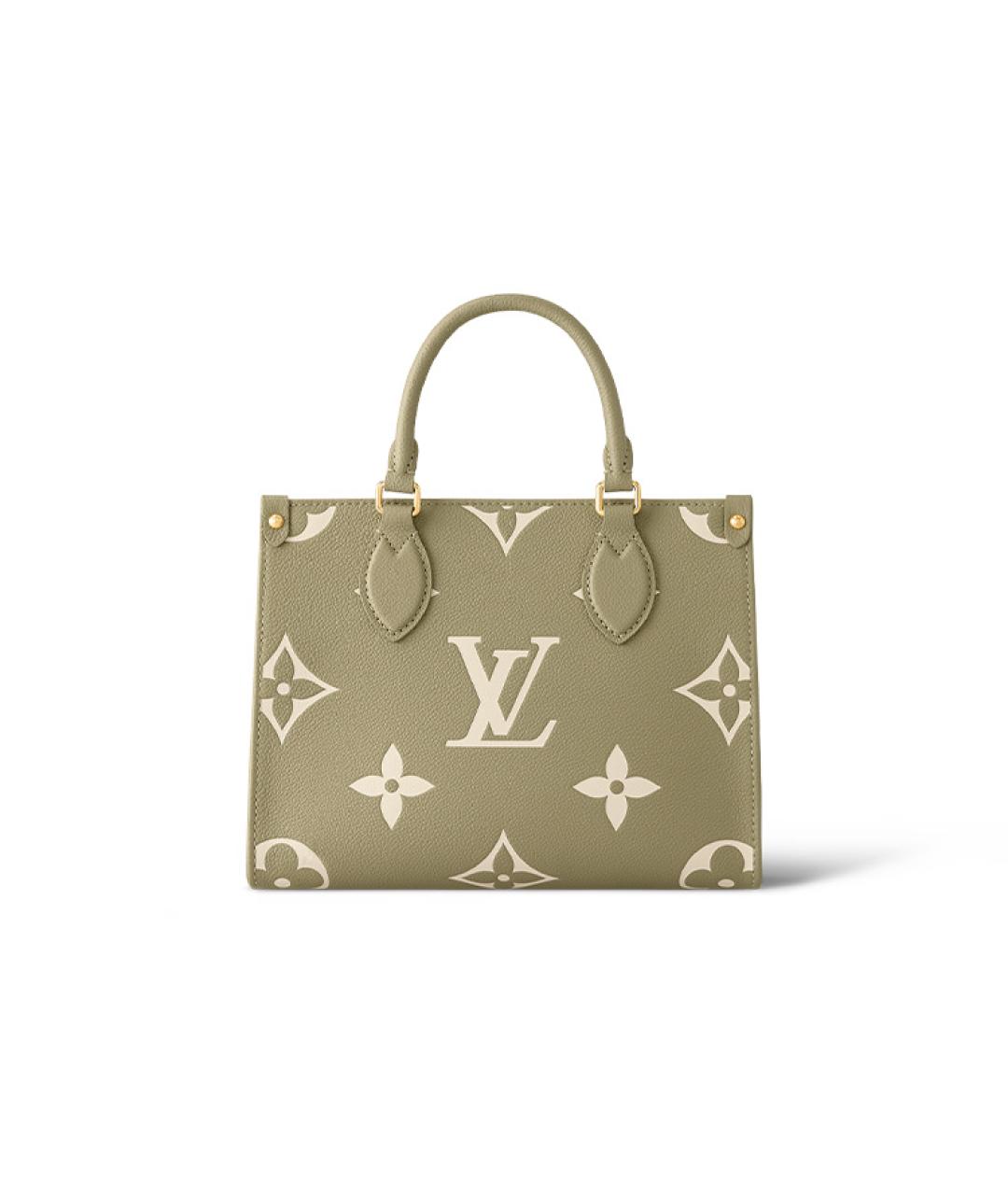 LOUIS VUITTON Хаки кожаная сумка тоут, фото 3