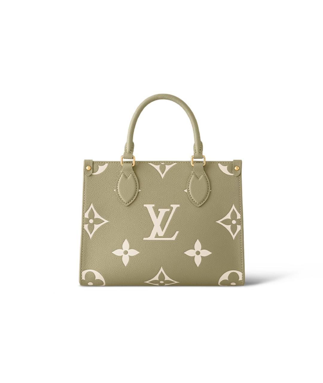 LOUIS VUITTON Хаки кожаная сумка тоут, фото 1