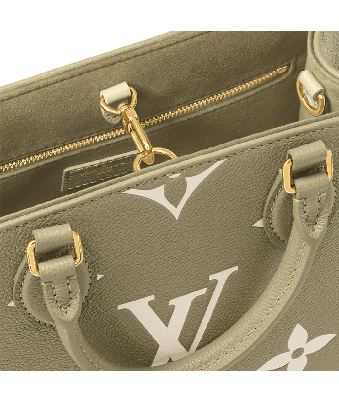 LOUIS VUITTON Хаки кожаная сумка тоут, фото 7