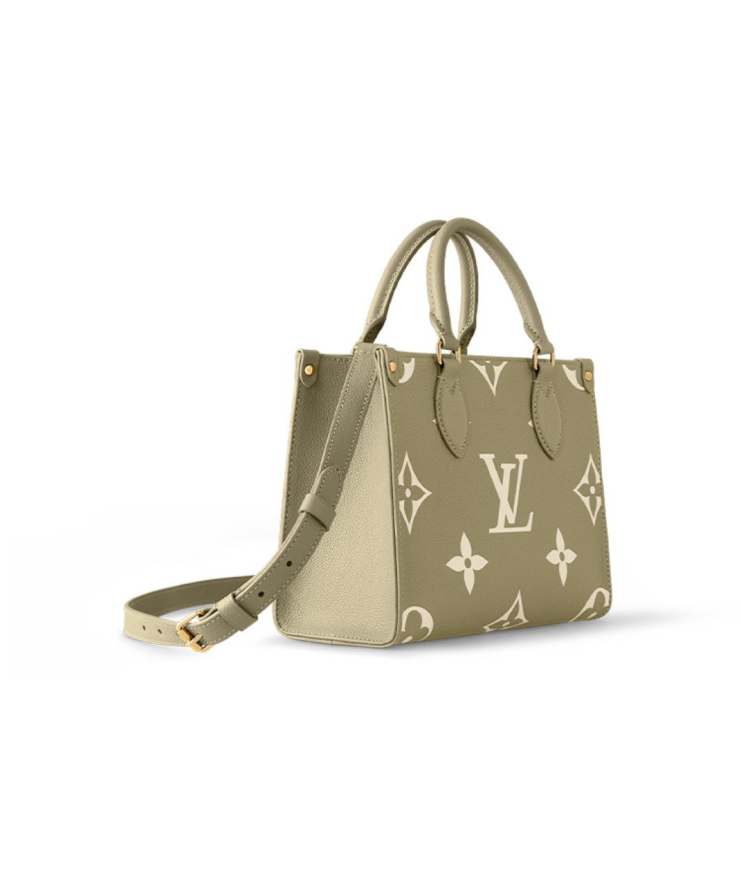 LOUIS VUITTON Хаки кожаная сумка тоут, фото 2