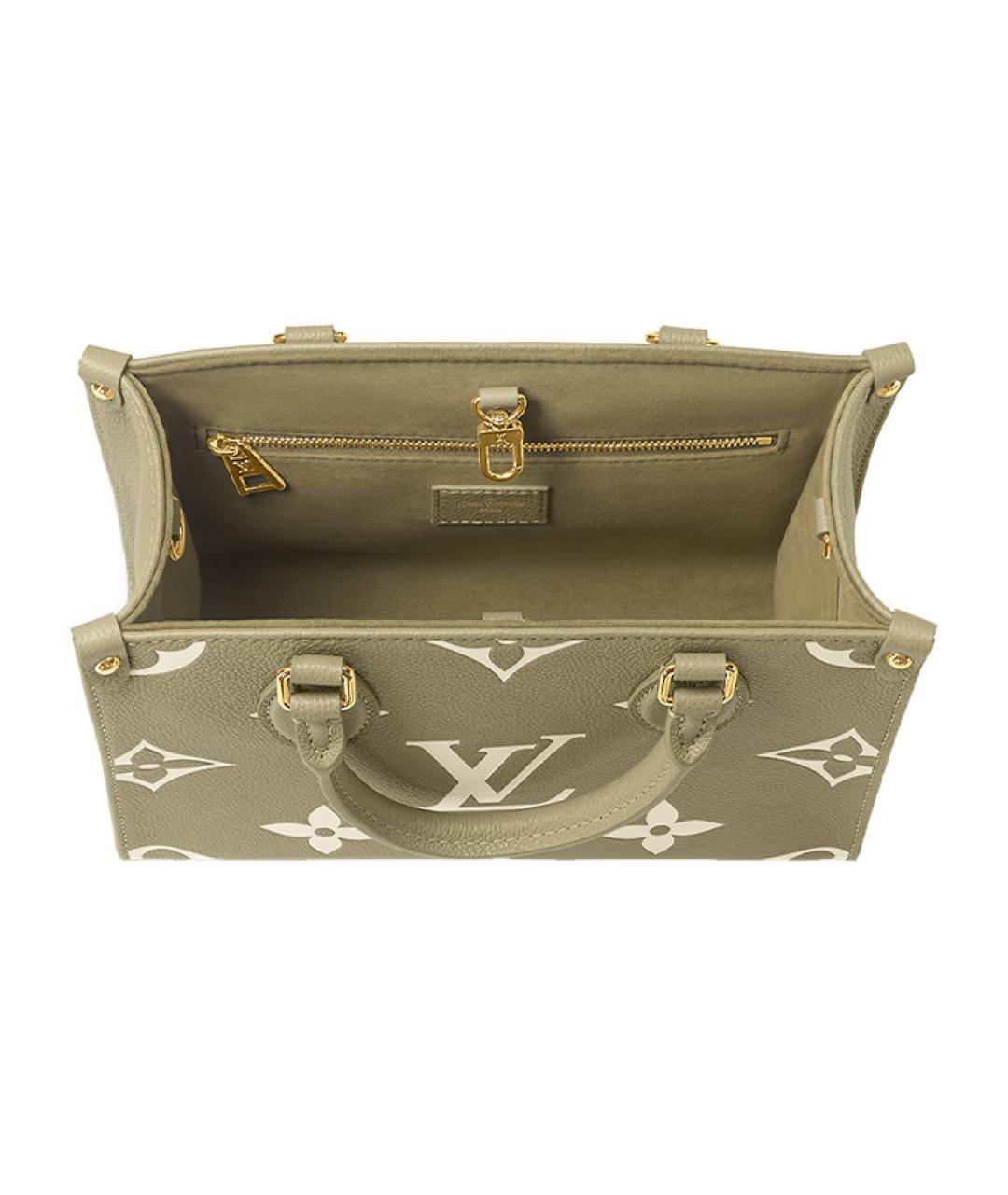 LOUIS VUITTON Хаки кожаная сумка тоут, фото 4