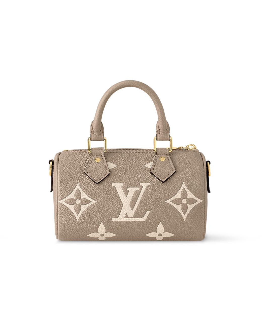 LOUIS VUITTON Бежевая кожаная сумка с короткими ручками, фото 3