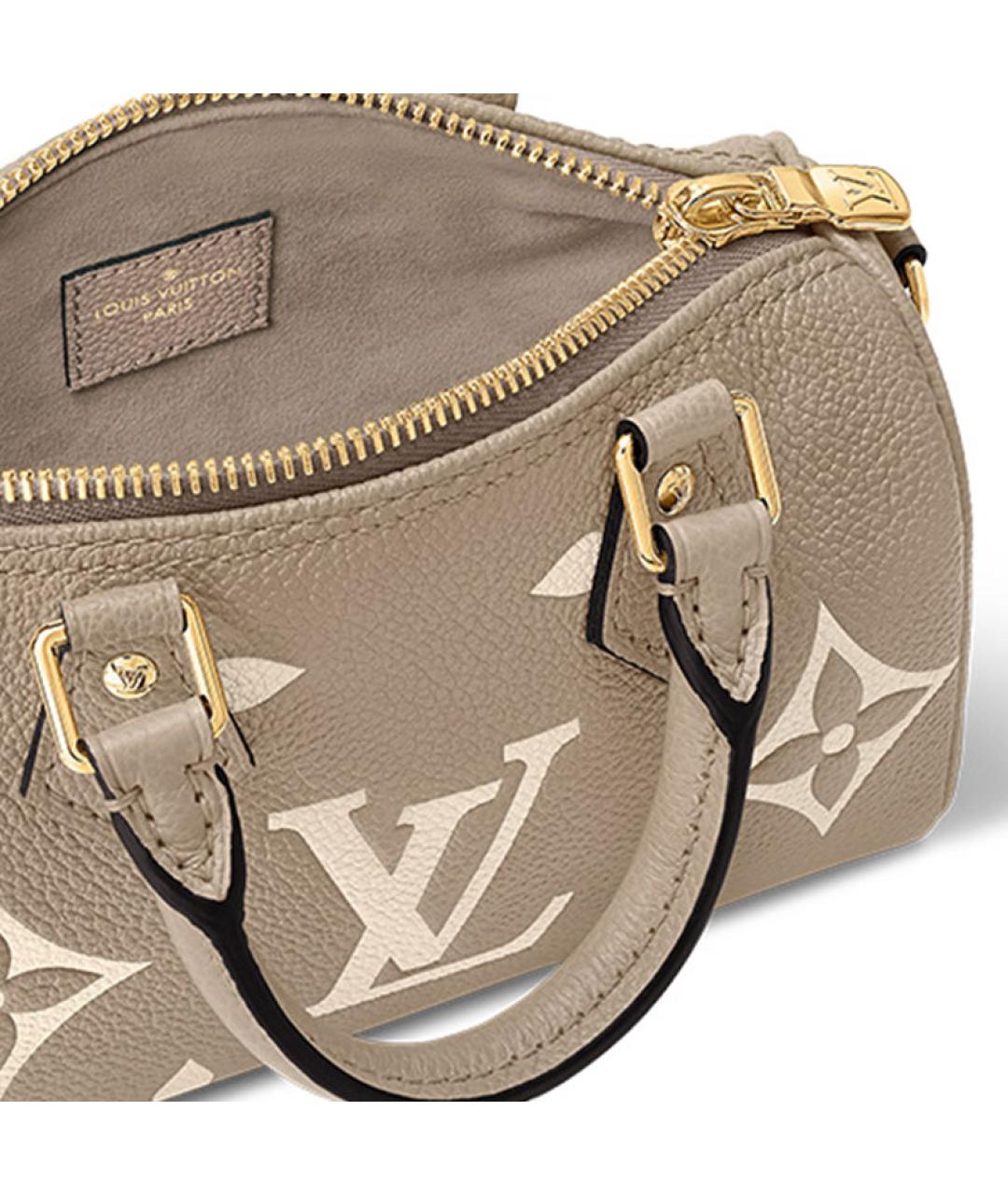 LOUIS VUITTON Бежевая кожаная сумка с короткими ручками, фото 5