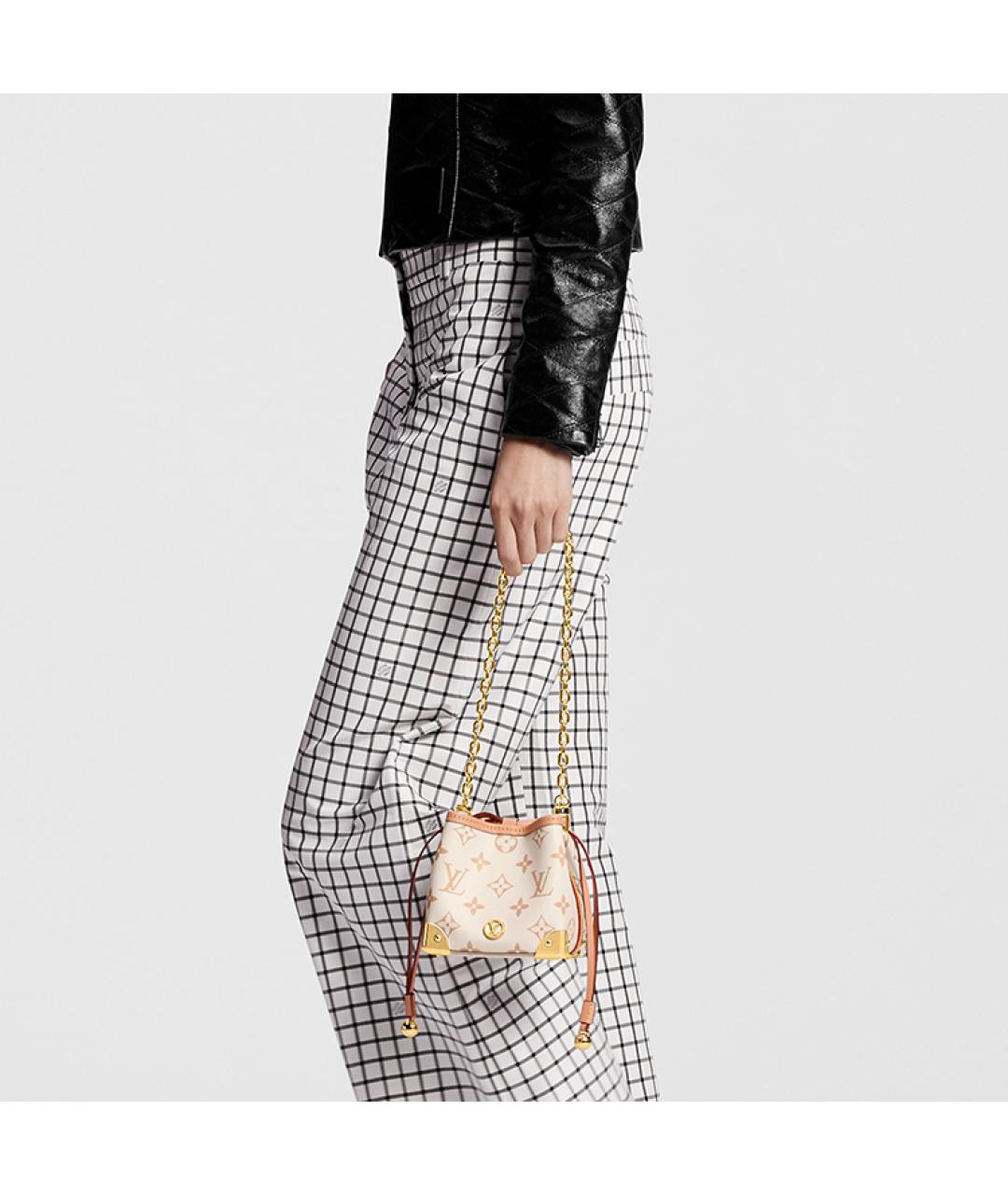 LOUIS VUITTON Бежевая кожаная сумка через плечо, фото 7
