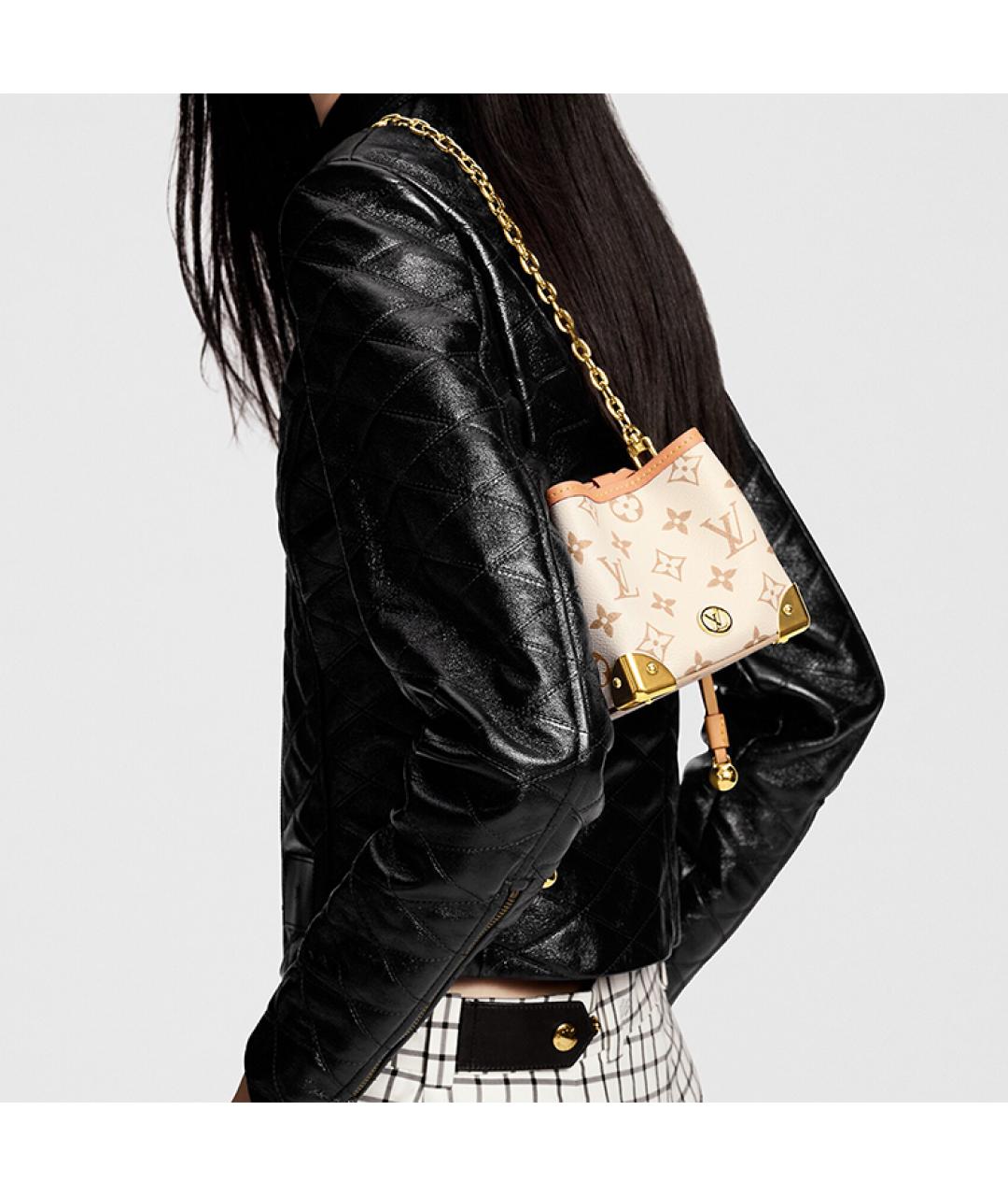LOUIS VUITTON Бежевая кожаная сумка через плечо, фото 8
