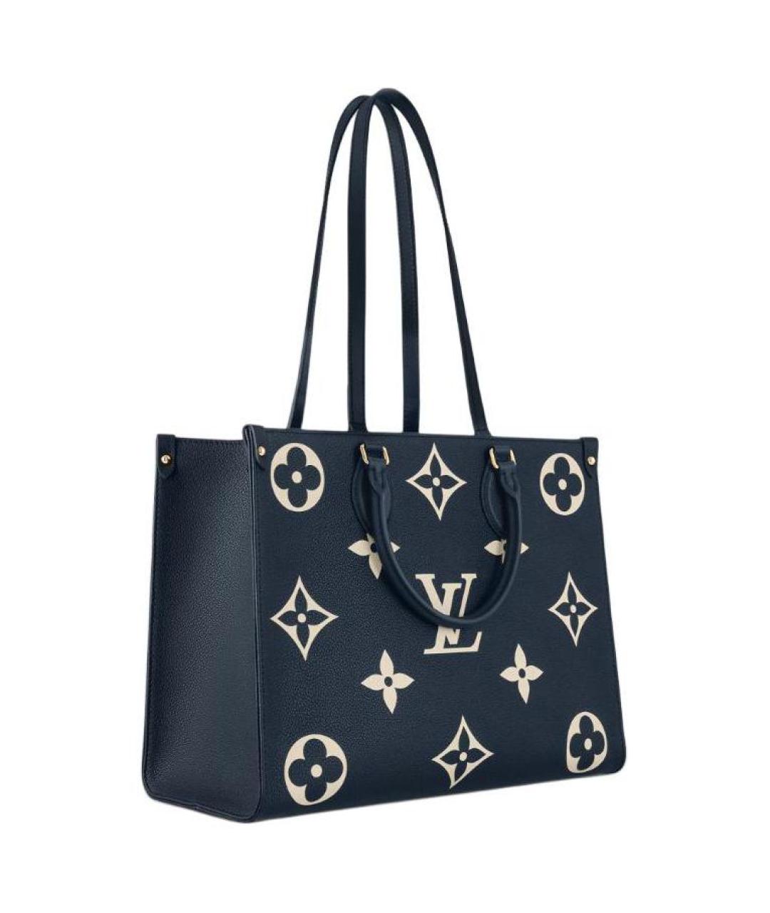LOUIS VUITTON Темно-синяя кожаная сумка тоут, фото 2