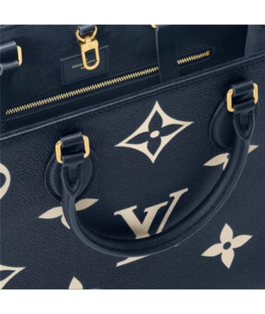 LOUIS VUITTON Темно-синяя кожаная сумка тоут, фото 5