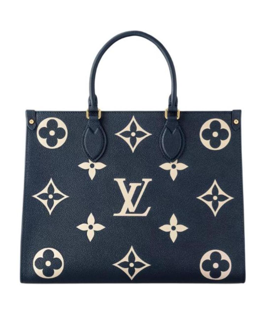 LOUIS VUITTON Темно-синяя кожаная сумка тоут, фото 1
