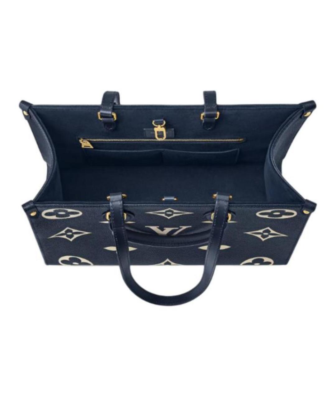 LOUIS VUITTON Темно-синяя кожаная сумка тоут, фото 4