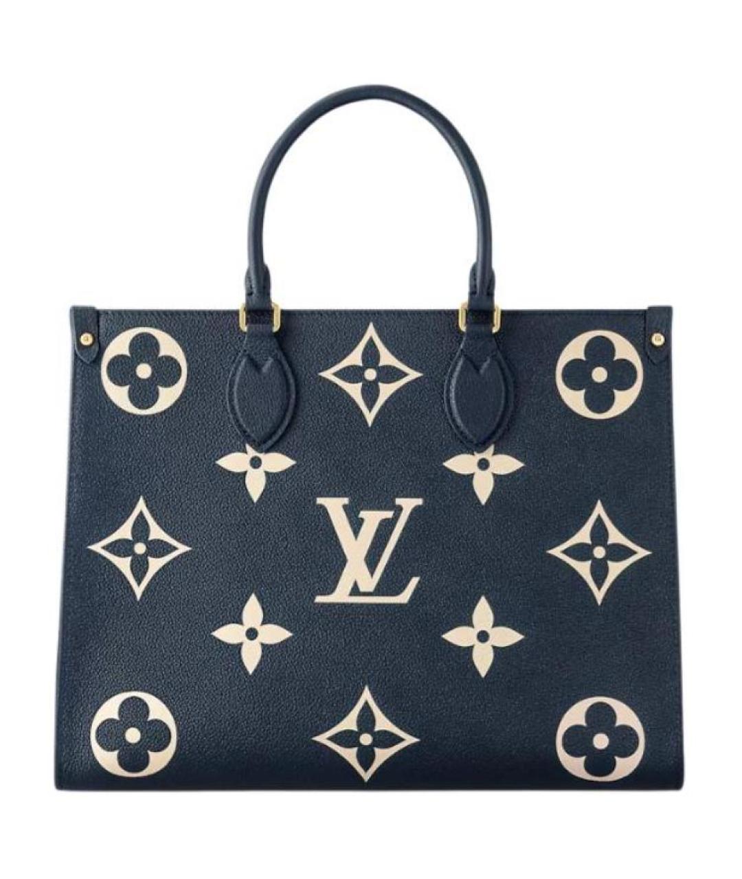 LOUIS VUITTON Темно-синяя кожаная сумка тоут, фото 3