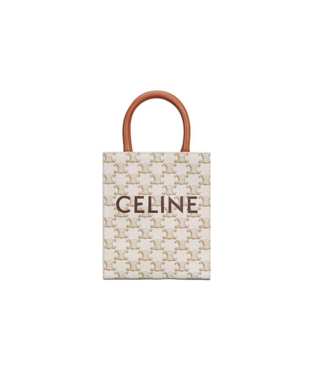 CELINE Бежевая тканевая сумка через плечо, фото 2