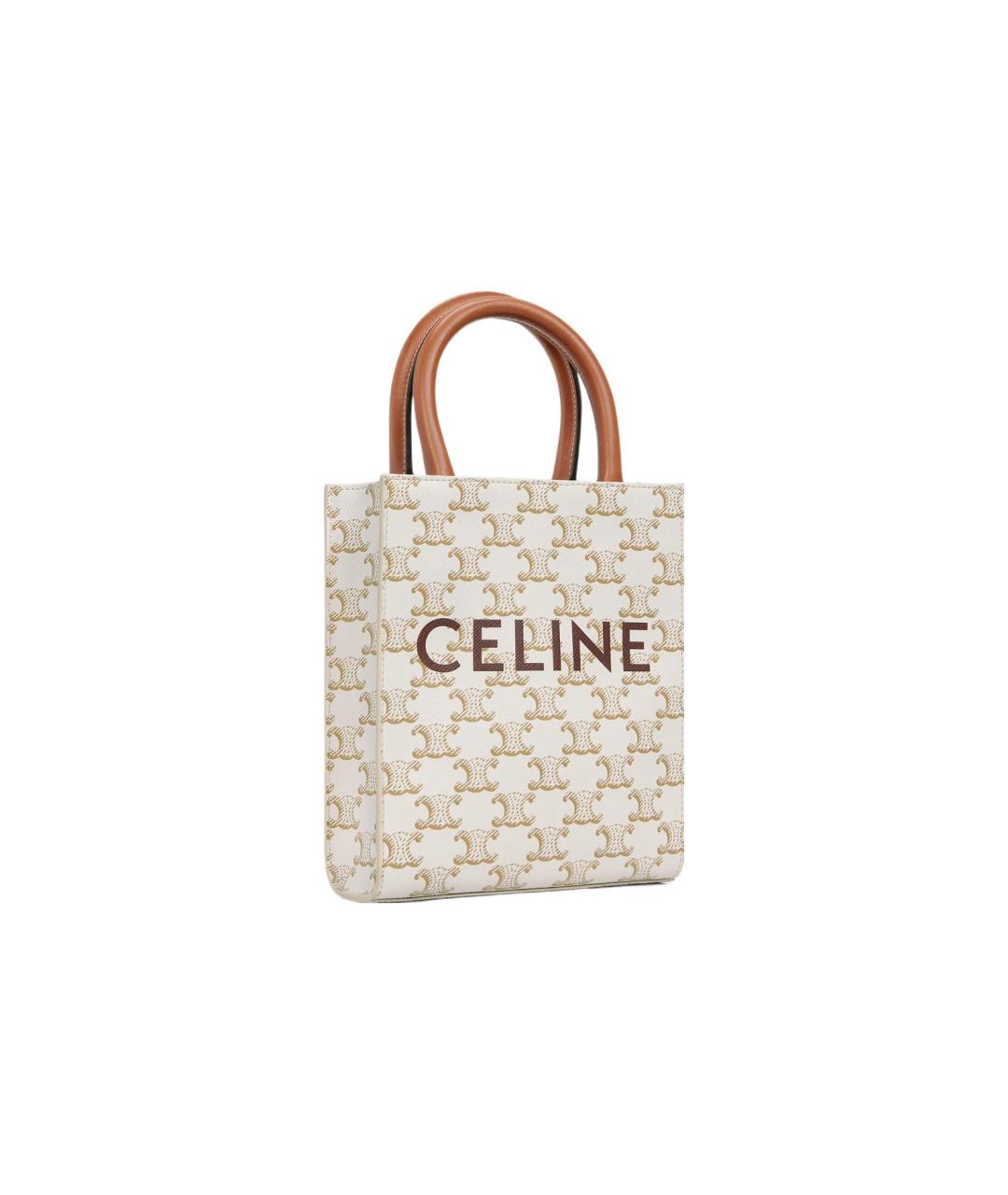 CELINE Бежевая тканевая сумка через плечо, фото 3