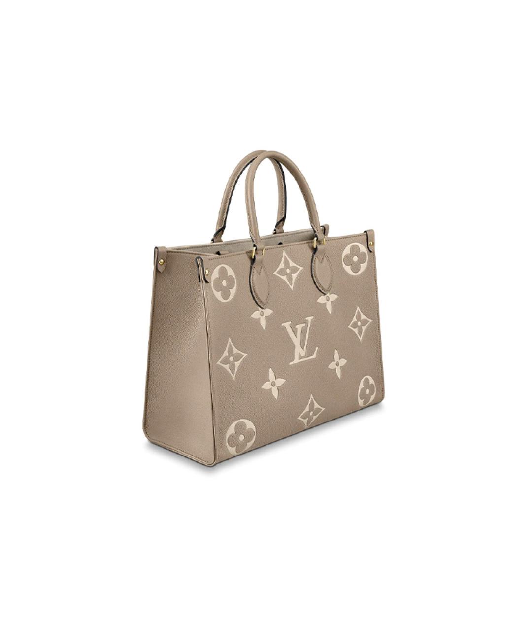 LOUIS VUITTON Бежевая кожаная сумка тоут, фото 2