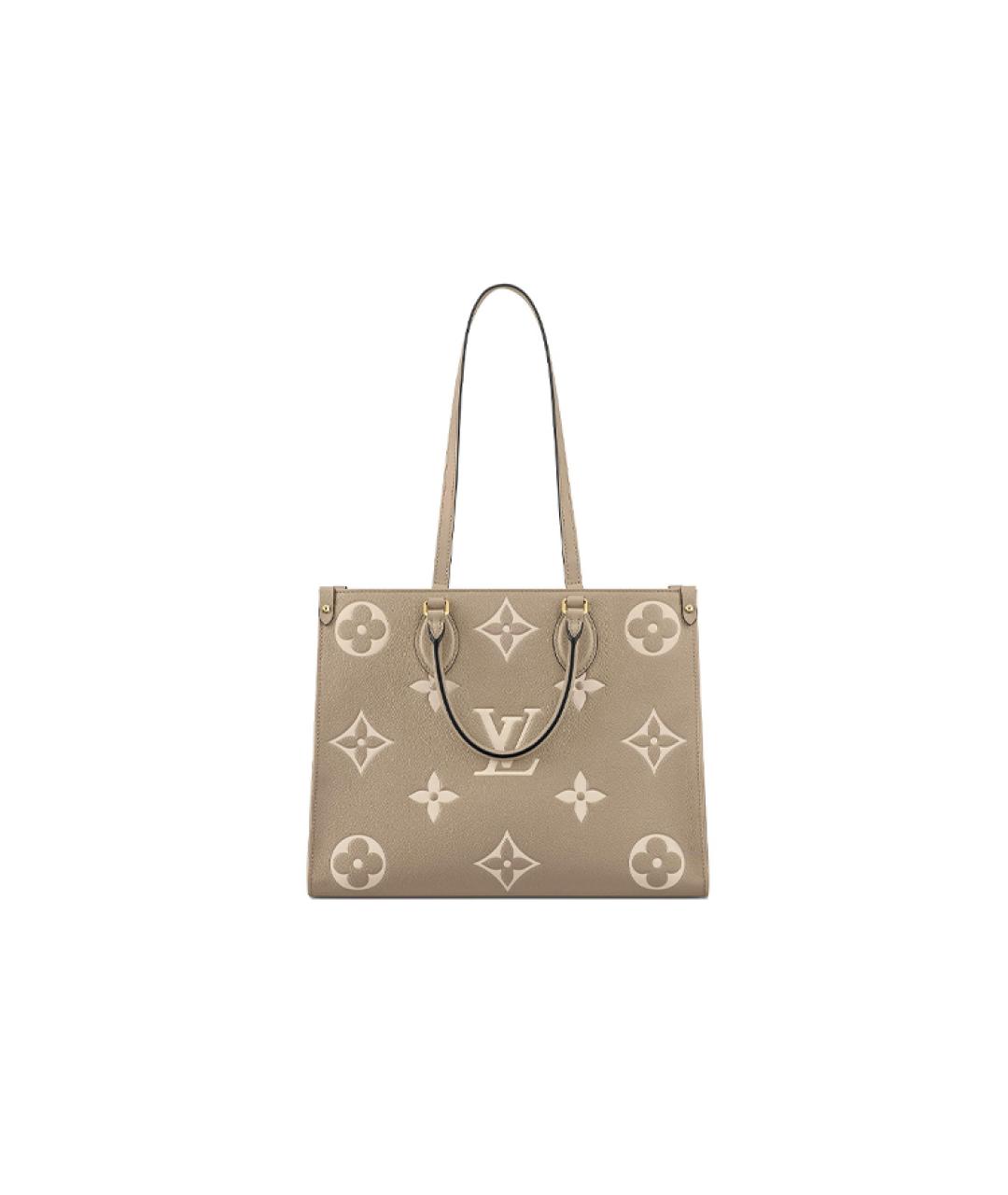 LOUIS VUITTON Бежевая кожаная сумка тоут, фото 3