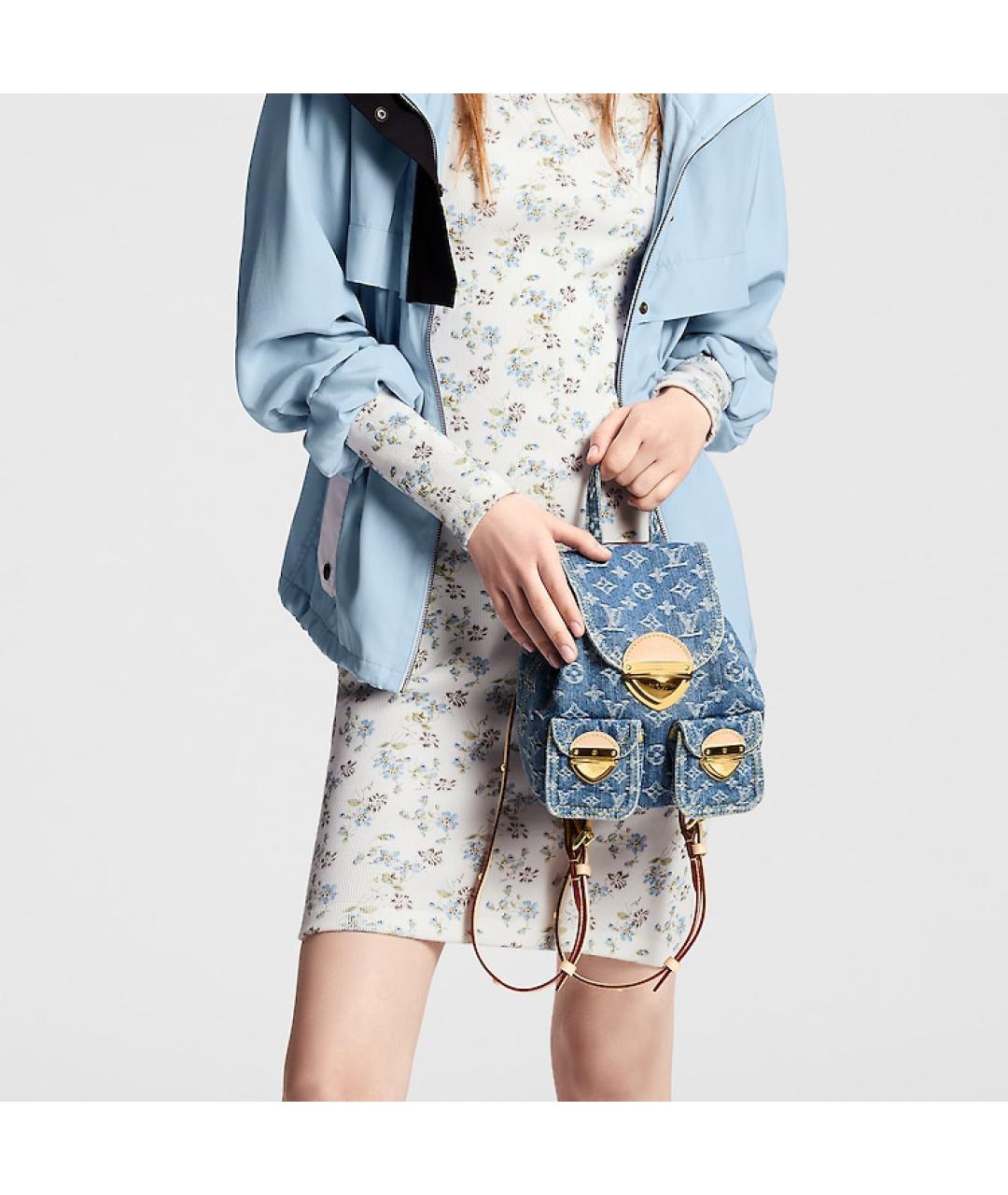 LOUIS VUITTON Голубой деним рюкзак, фото 8