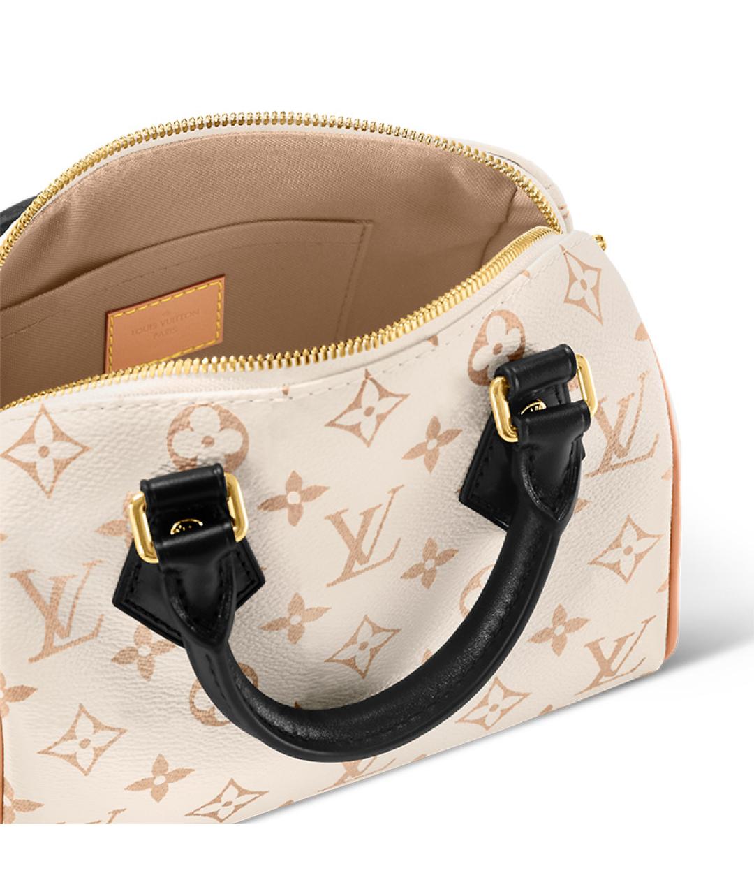 LOUIS VUITTON Бежевая кожаная сумка с короткими ручками, фото 5
