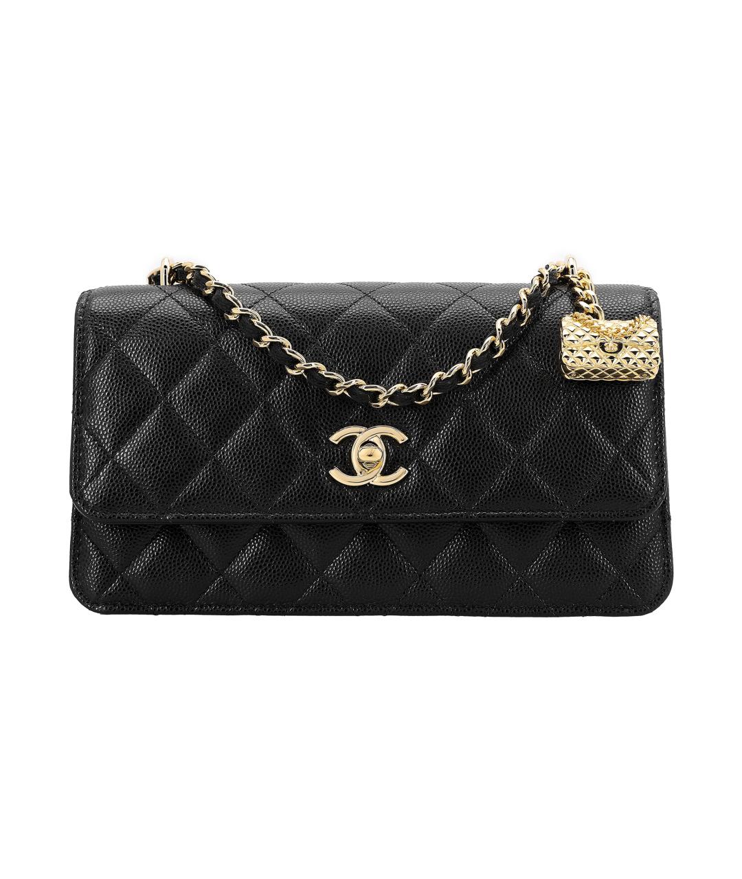 CHANEL Черная кожаная сумка через плечо, фото 1