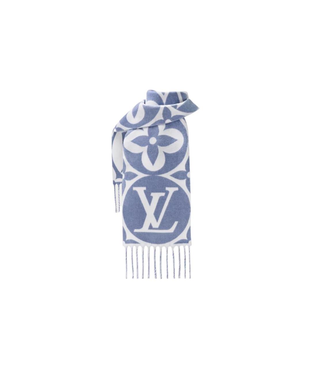 LOUIS VUITTON Голубой шерстяной шарф, фото 2