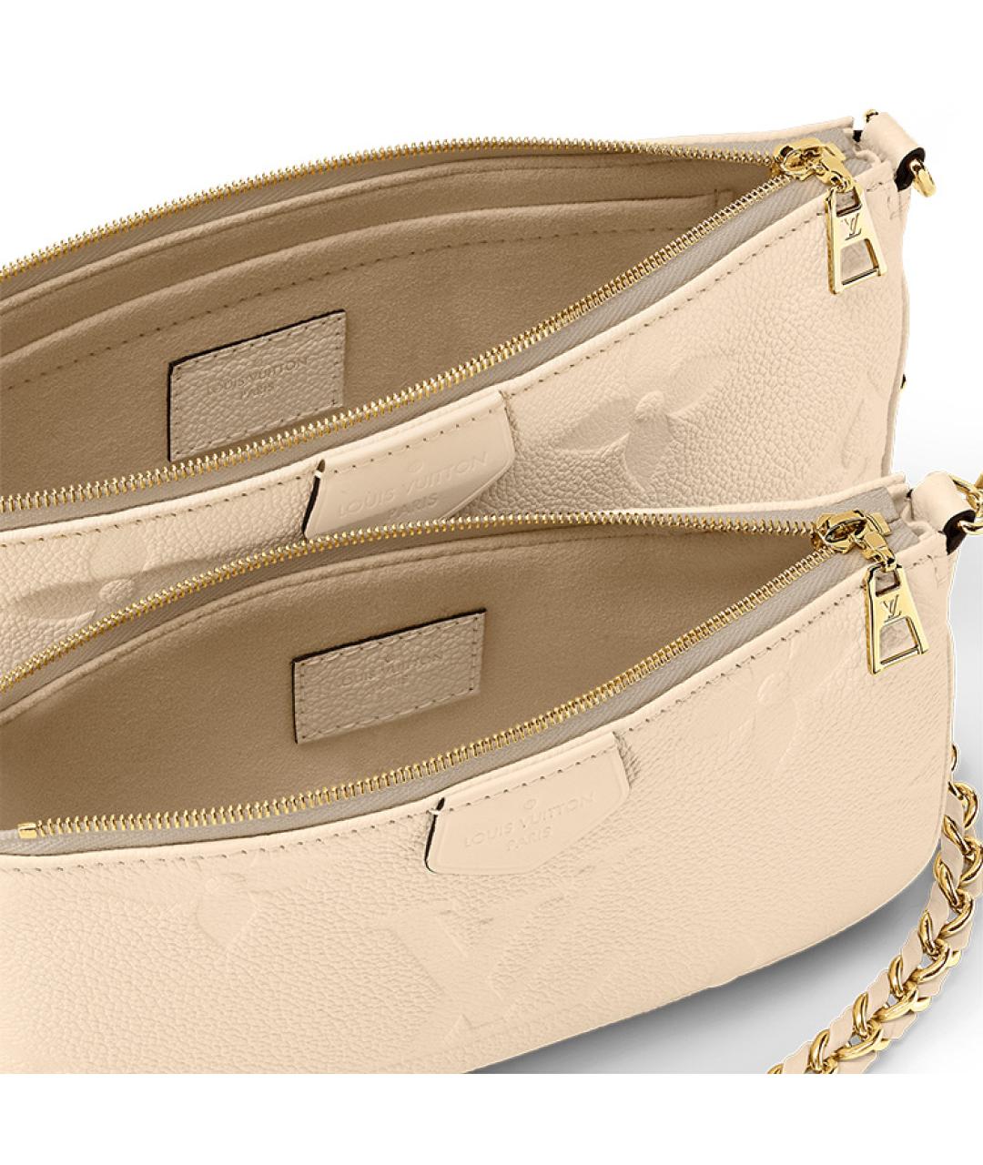 LOUIS VUITTON Бежевая кожаная сумка через плечо, фото 4