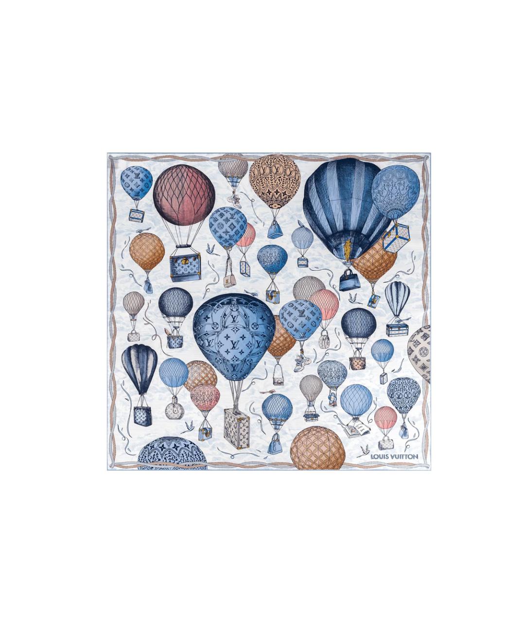 LOUIS VUITTON Голубой шелковый шарф, фото 1