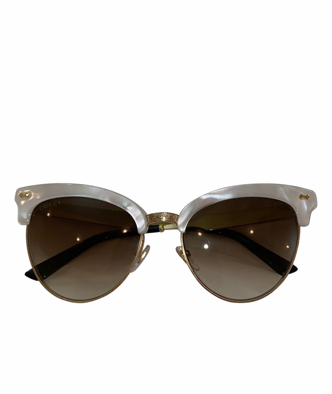 GUCCI Белые металлические солнцезащитные очки, фото 1