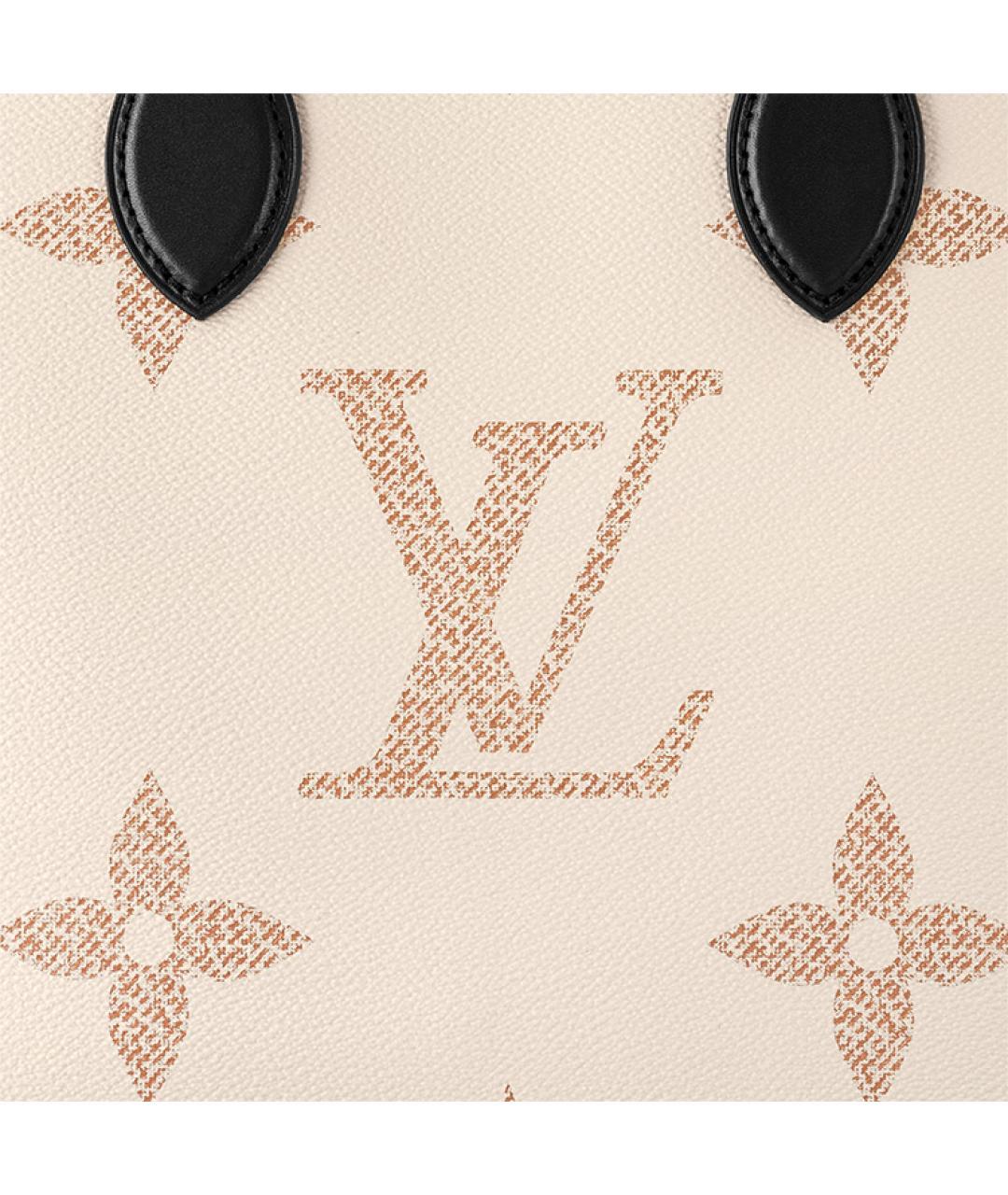 LOUIS VUITTON Бежевая кожаная сумка тоут, фото 5