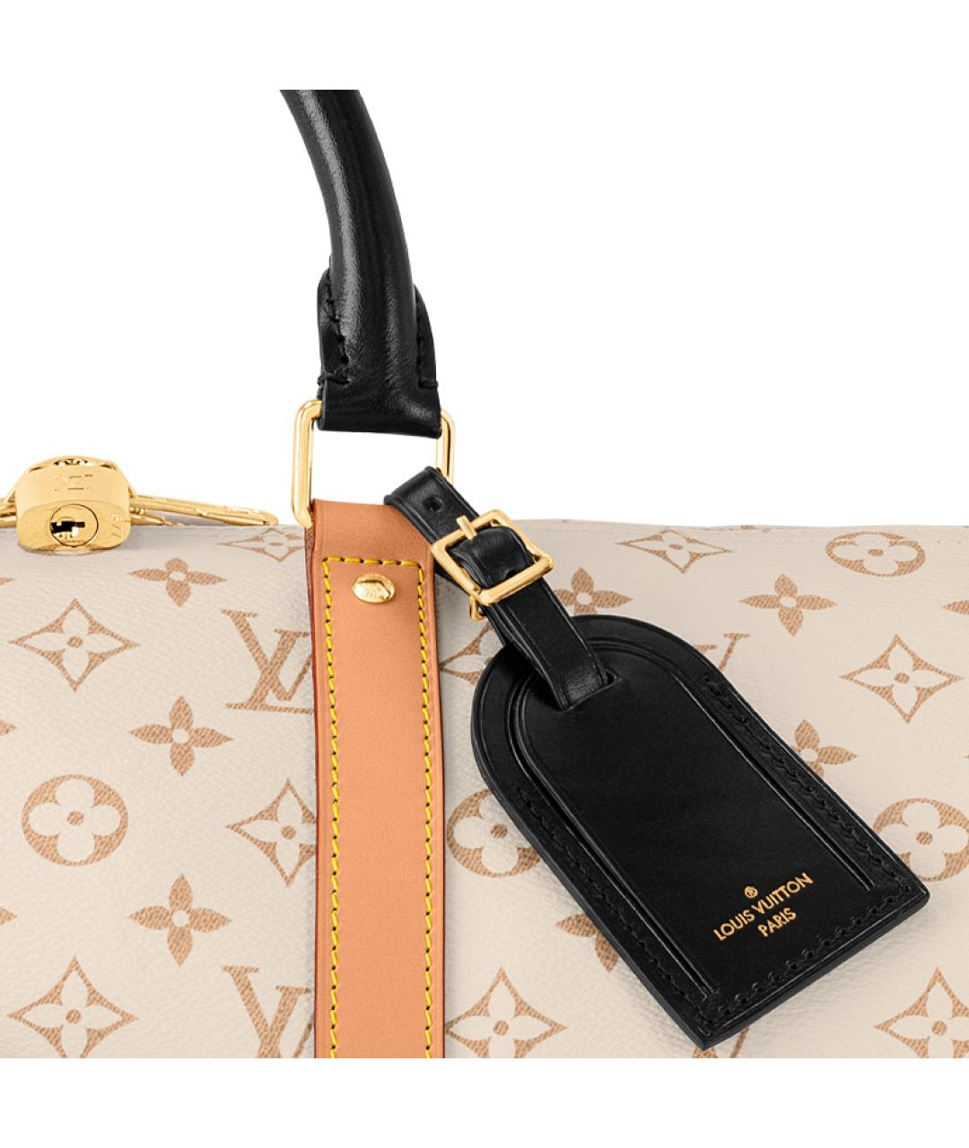 LOUIS VUITTON Бежевая кожаная дорожная/спортивная сумка, фото 6
