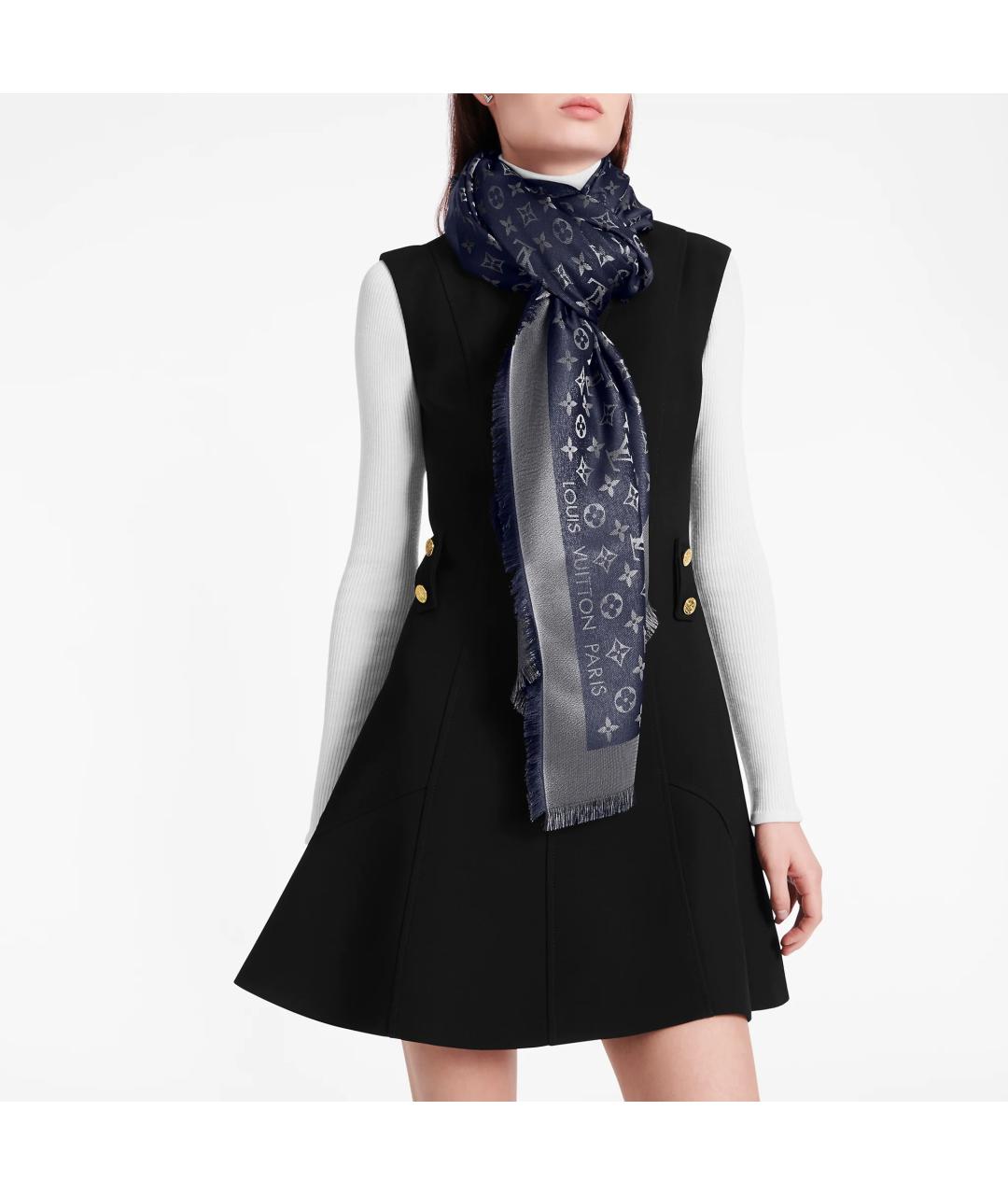 LOUIS VUITTON Темно-синий платок, фото 4