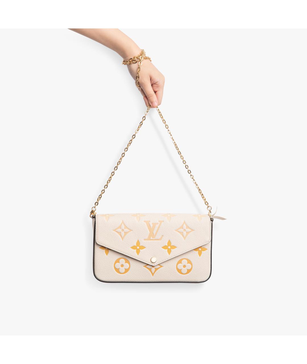 LOUIS VUITTON Бежевая кожаная сумка через плечо, фото 7