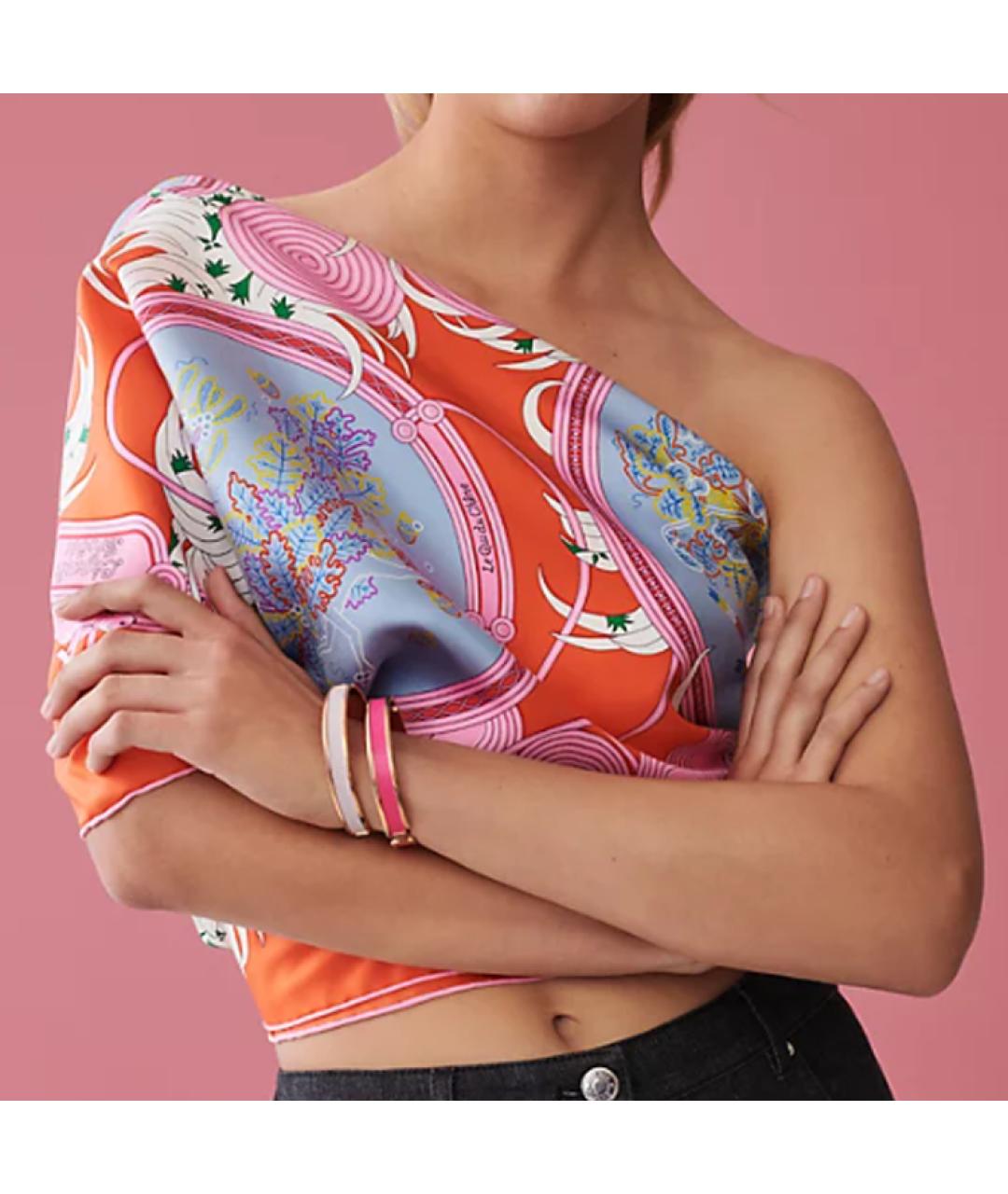 HERMES Оранжевый шелковый шарф, фото 2