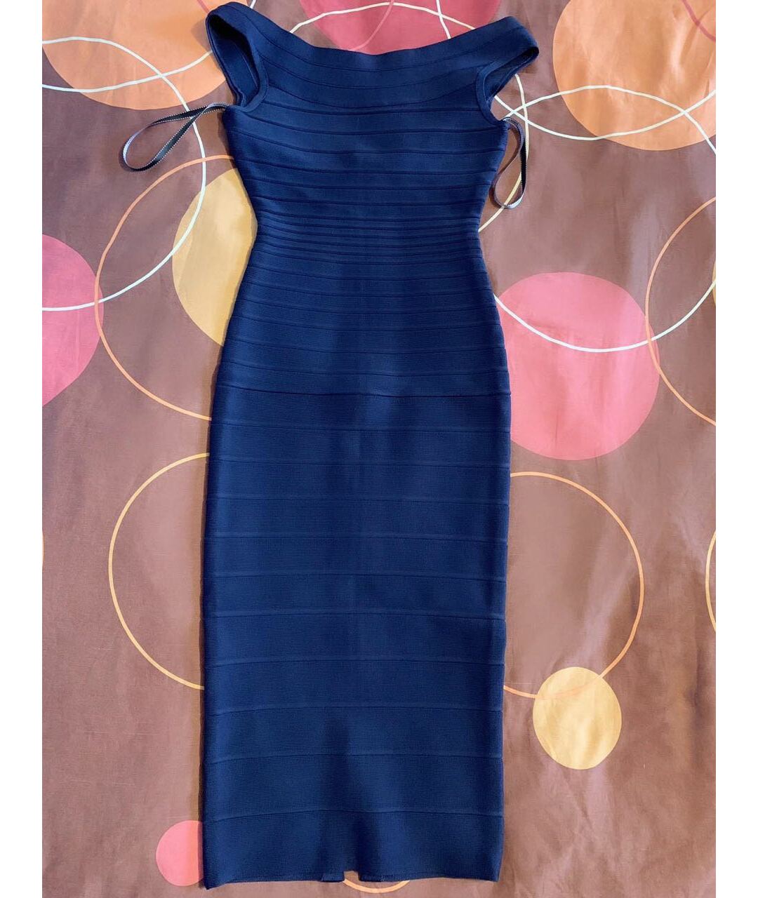 HERVE LEGER Темно-синее вискозное повседневное платье, фото 4