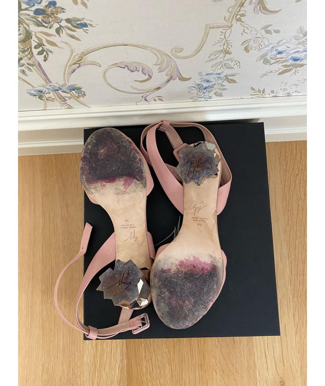 GIUSEPPE ZANOTTI DESIGN Розовые кожаные босоножки, фото 5