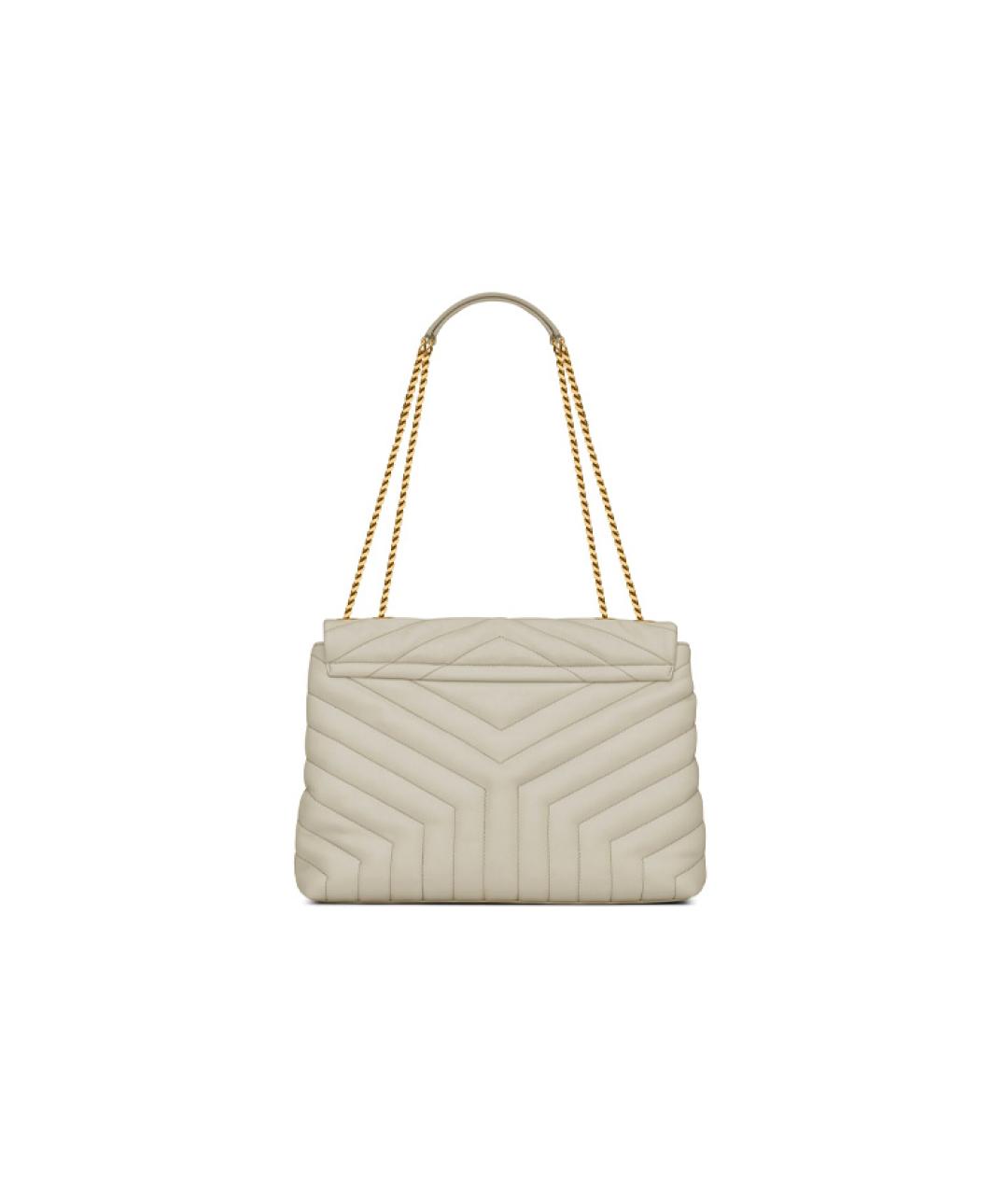 SAINT LAURENT Бежевая кожаная сумка через плечо, фото 2