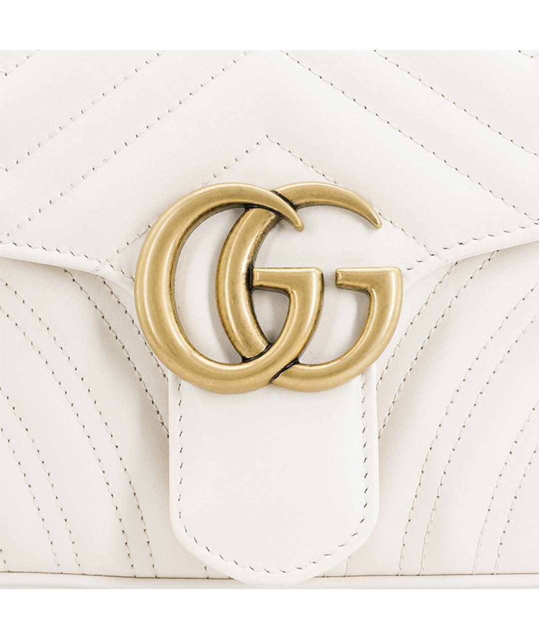 GUCCI Белая кожаная сумка через плечо, фото 6