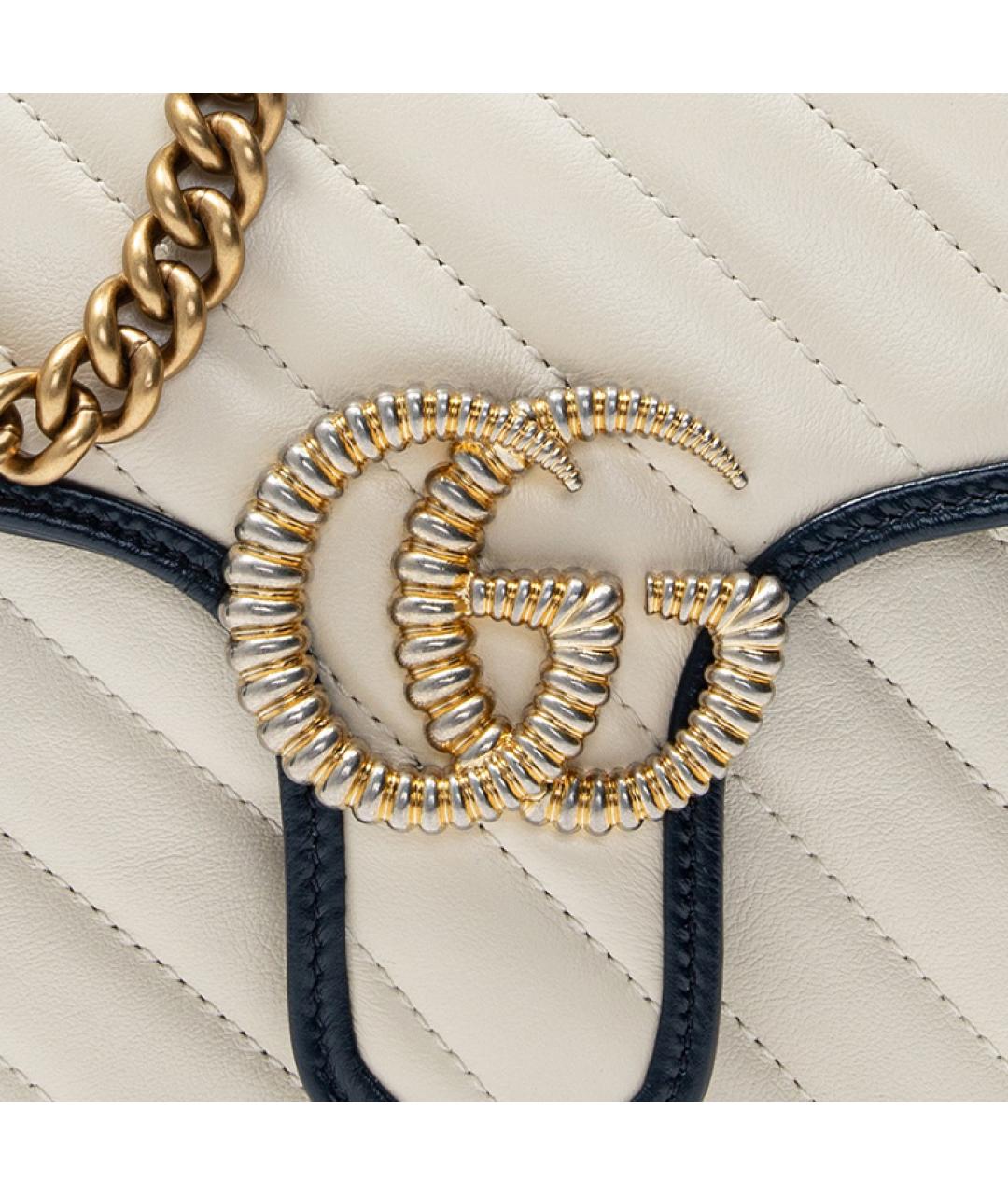 GUCCI Белая кожаная сумка через плечо, фото 4