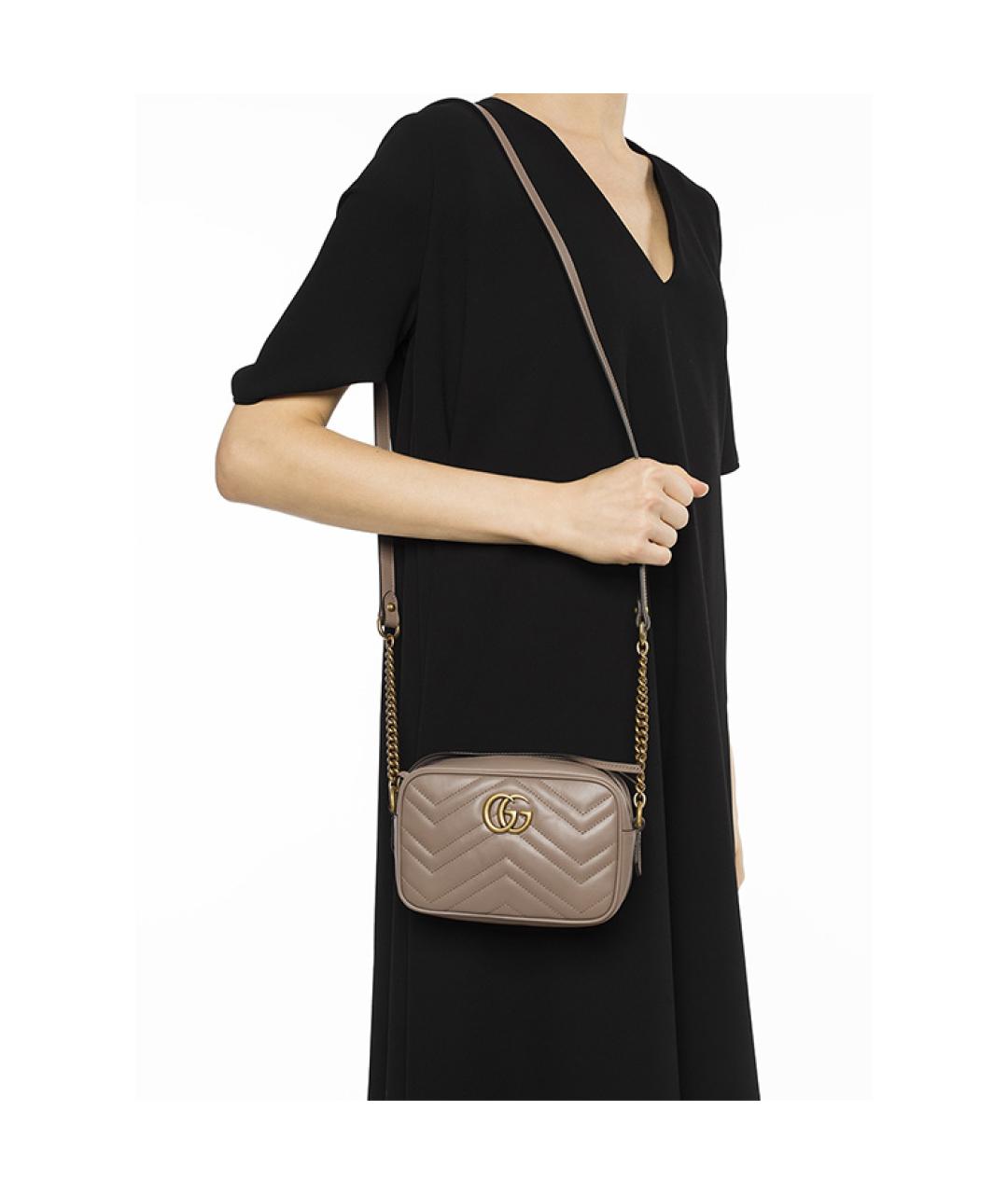 GUCCI Бежевая кожаная сумка через плечо, фото 6