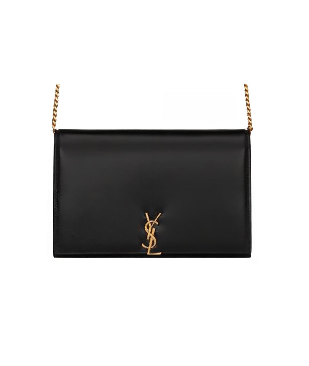 SAINT LAURENT Черная кожаная сумка через плечо, фото 2