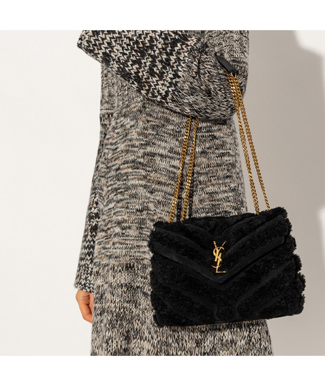 SAINT LAURENT Черная меховая сумка через плечо, фото 8
