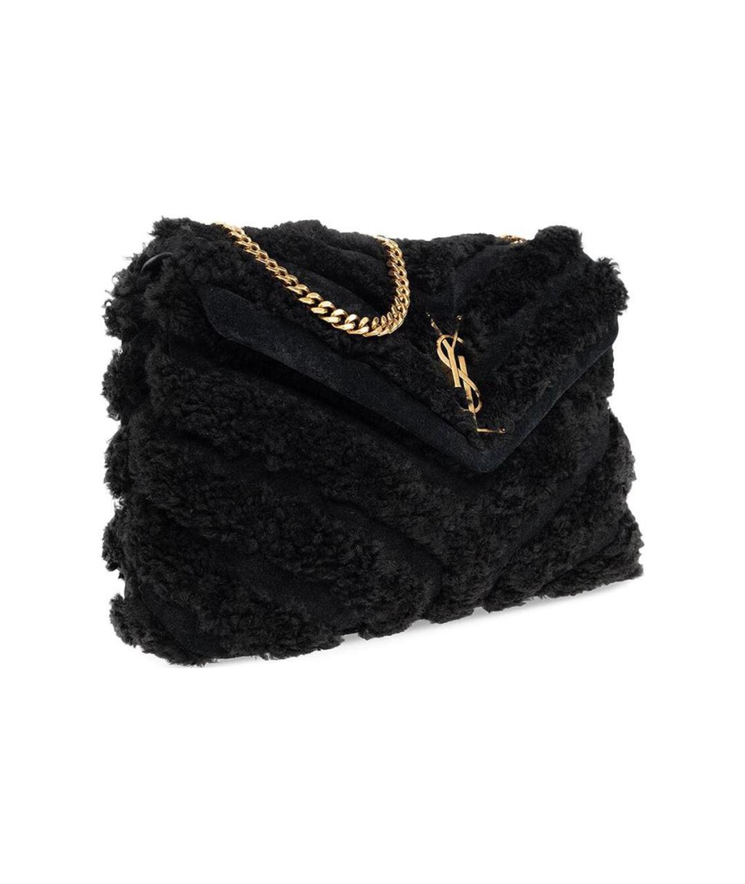 SAINT LAURENT Черная меховая сумка через плечо, фото 2