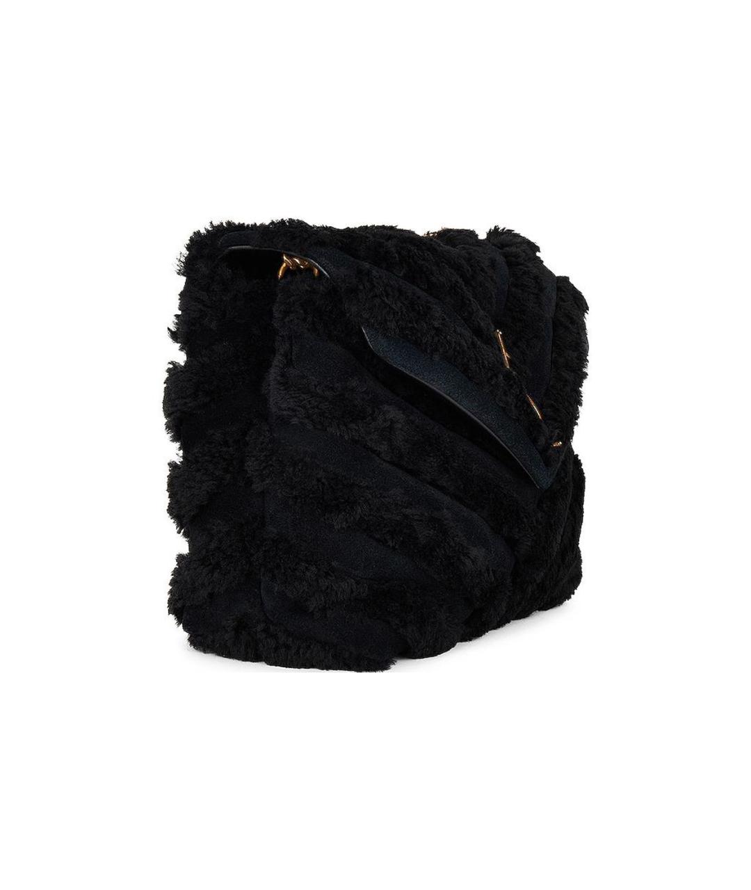 SAINT LAURENT Черная меховая сумка через плечо, фото 3