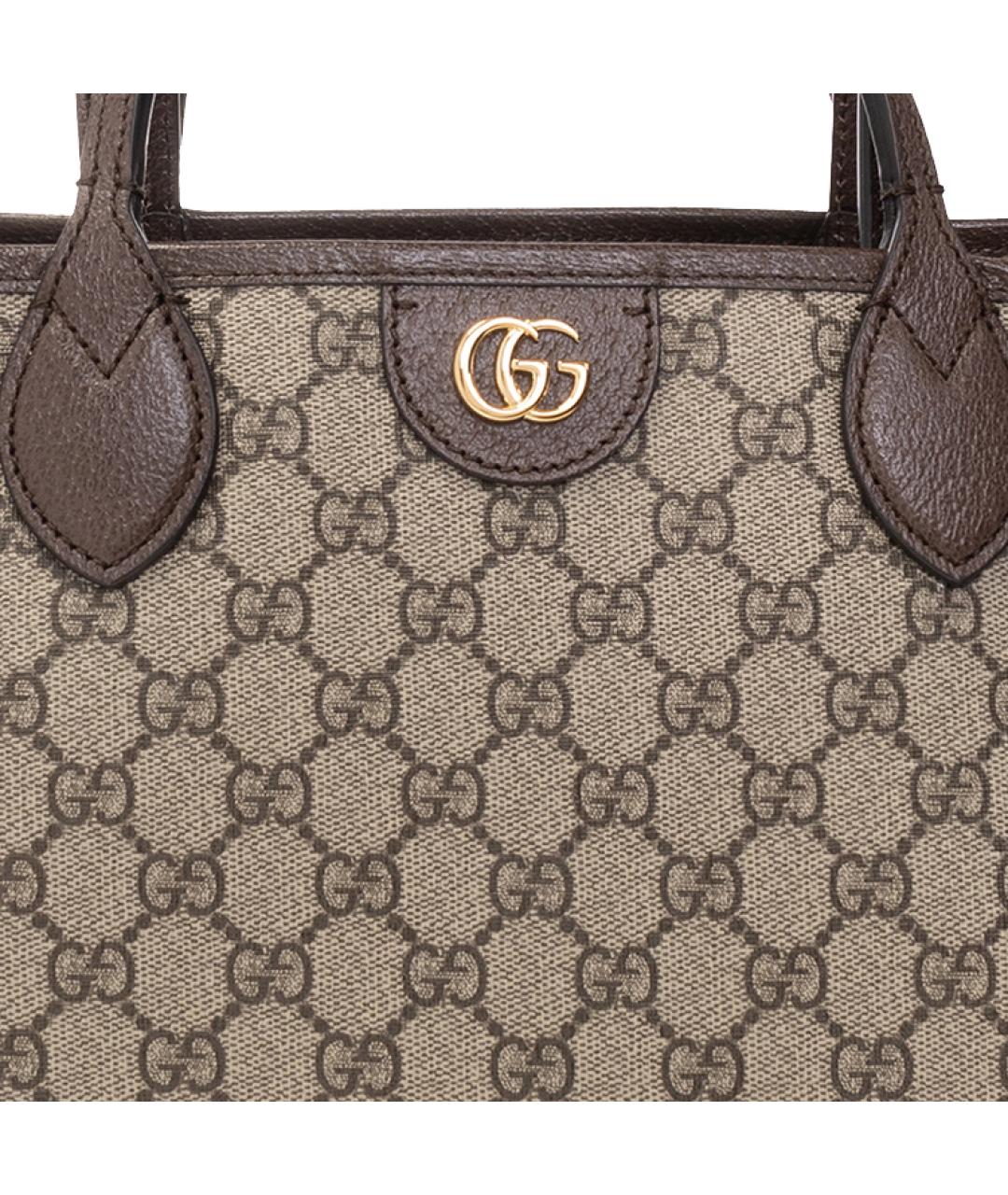 GUCCI Коричневая сумка через плечо из канвы, фото 5