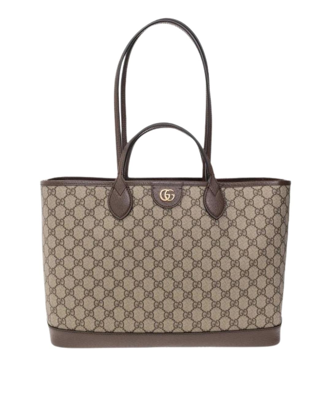 GUCCI Коричневая сумка через плечо из канвы, фото 1