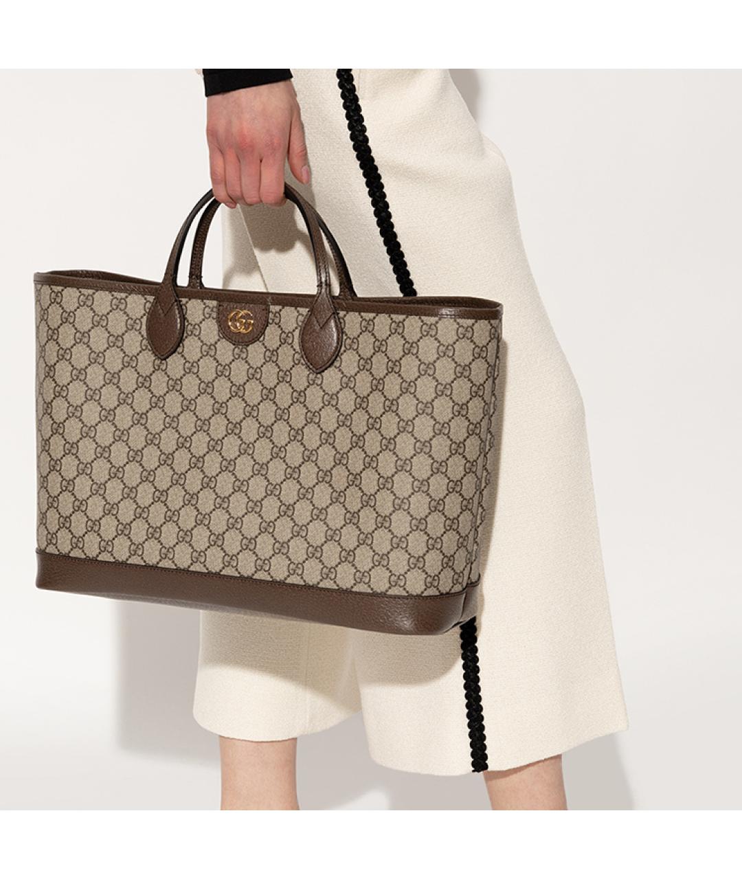 GUCCI Коричневая сумка через плечо из канвы, фото 3