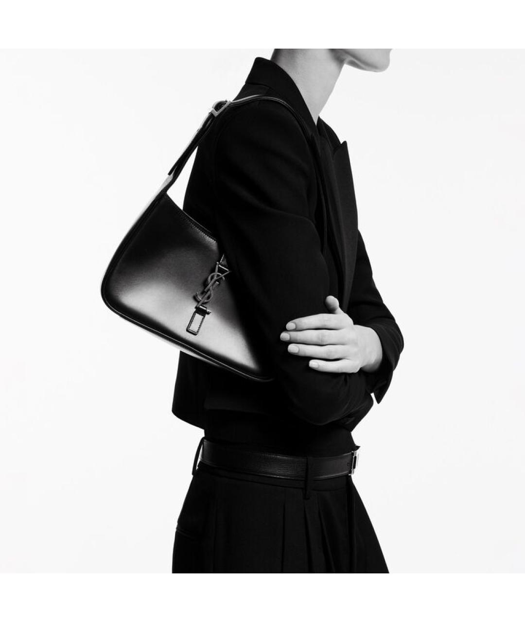 SAINT LAURENT Черная кожаная сумка через плечо, фото 4