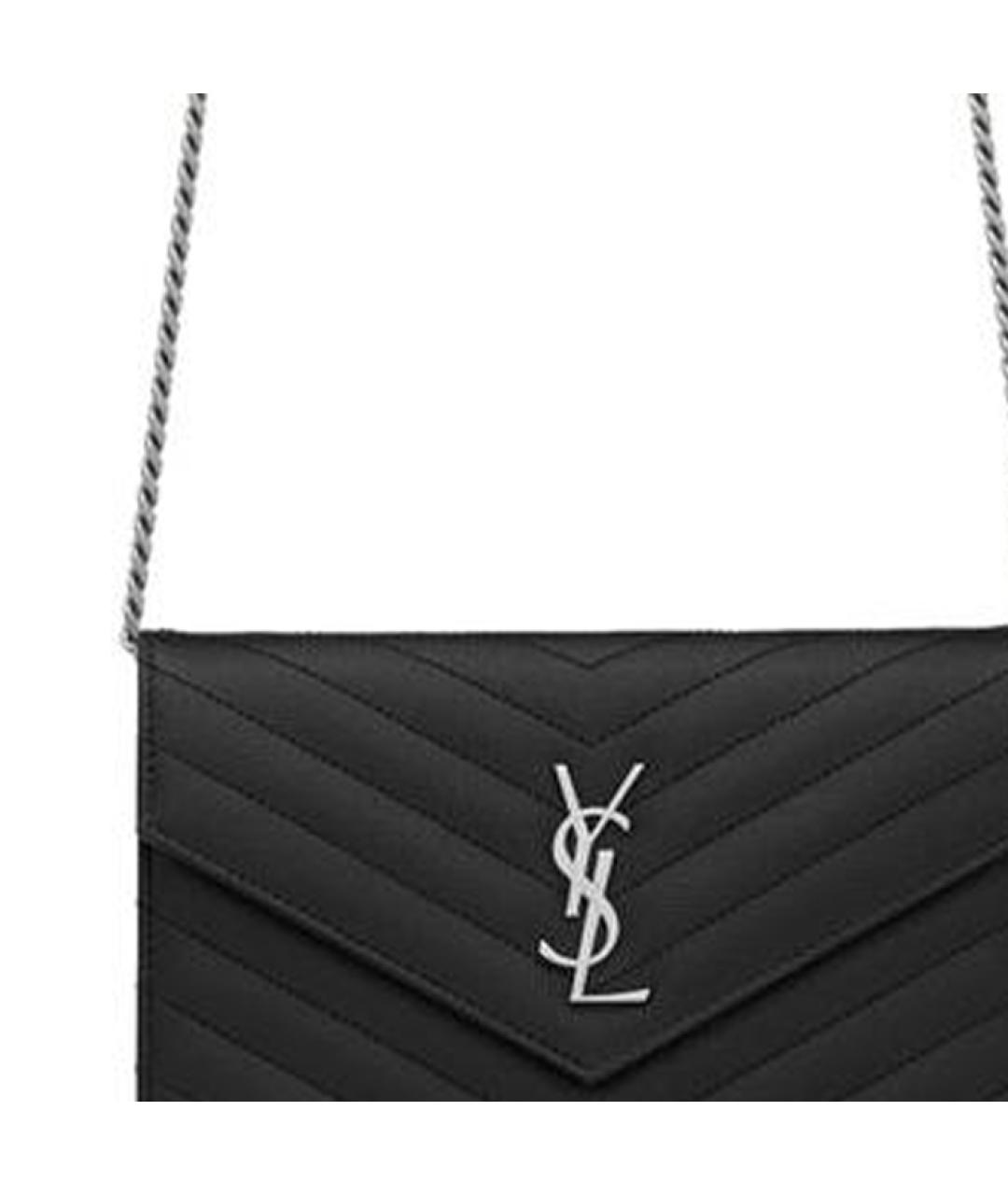 SAINT LAURENT Черная кожаная сумка через плечо, фото 4