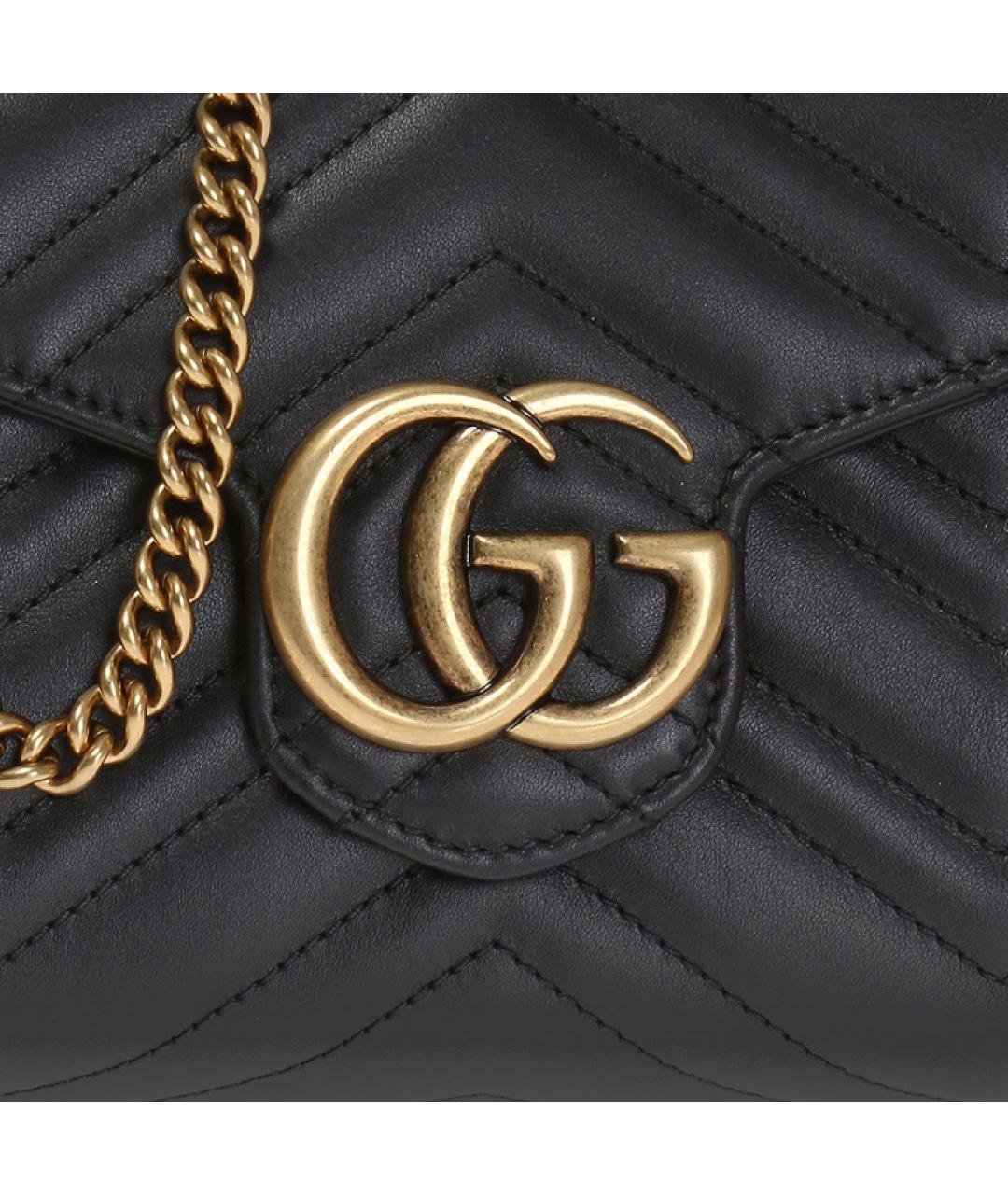 GUCCI Черная кожаная сумка через плечо, фото 5