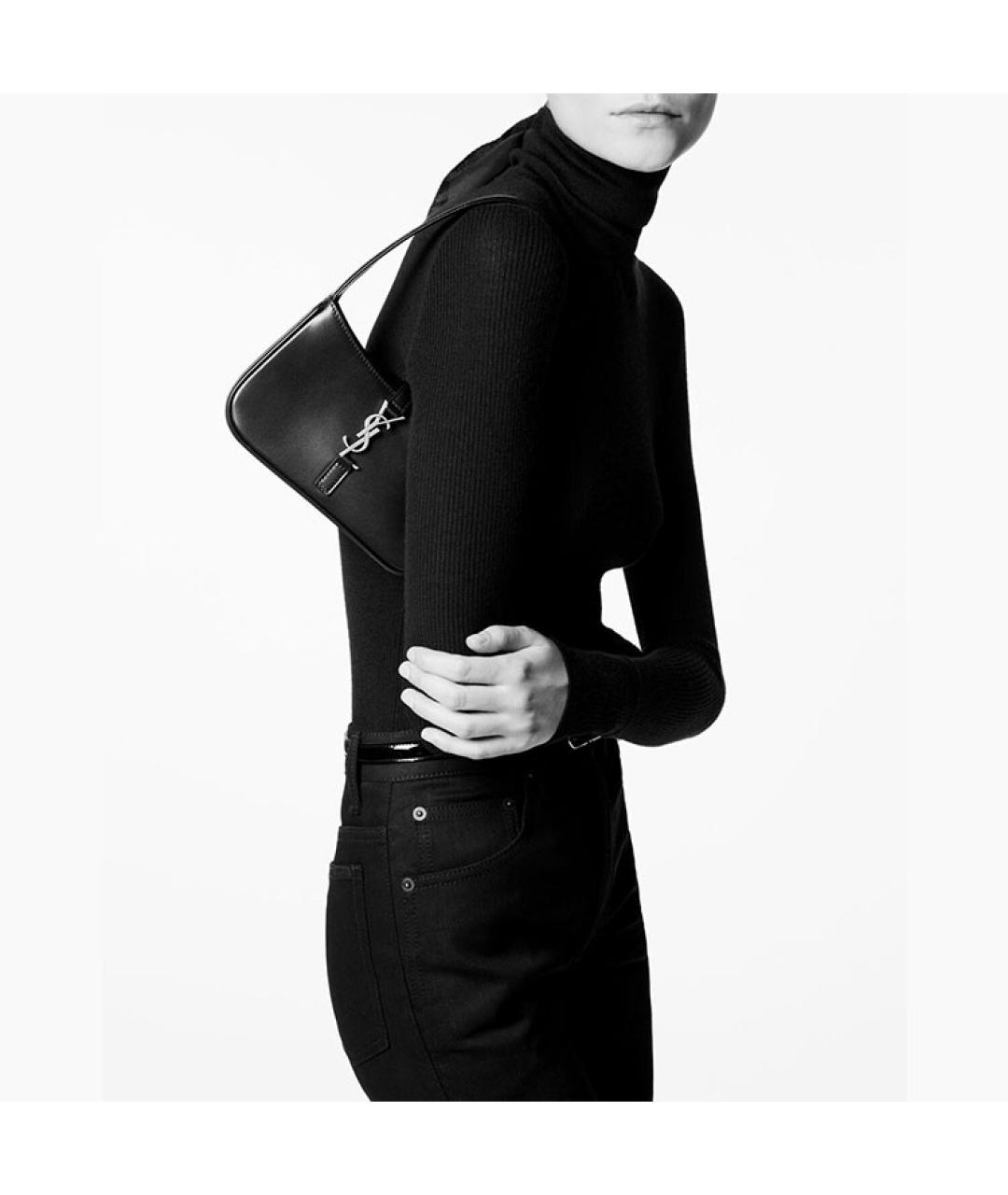SAINT LAURENT Черная кожаная сумка через плечо, фото 4