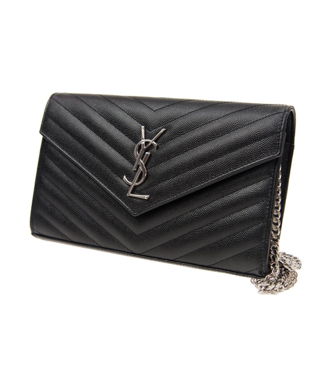 SAINT LAURENT Черная кожаная сумка через плечо, фото 2