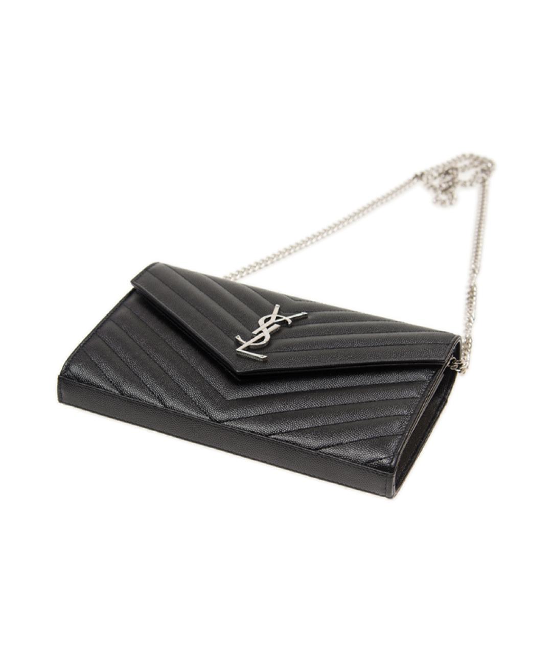SAINT LAURENT Черная кожаная сумка через плечо, фото 5